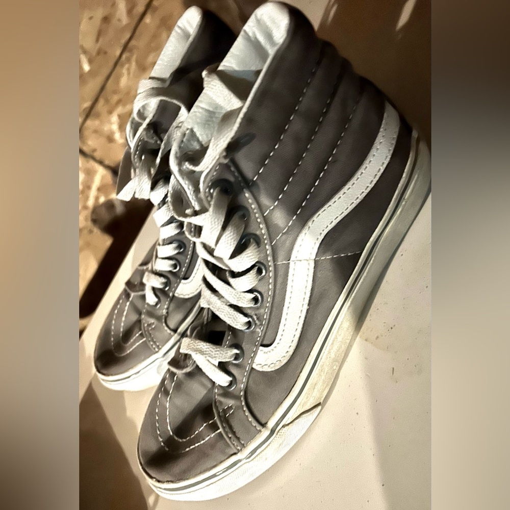 Vans Gray and White High-Top Sneakers